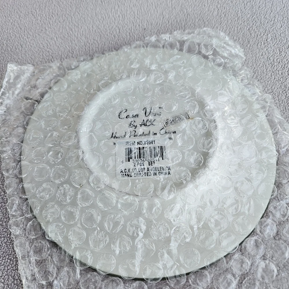 ACK Casa Vero Jar Candle Shade Topper Plate Set Ceramic Set Grape Tuscan